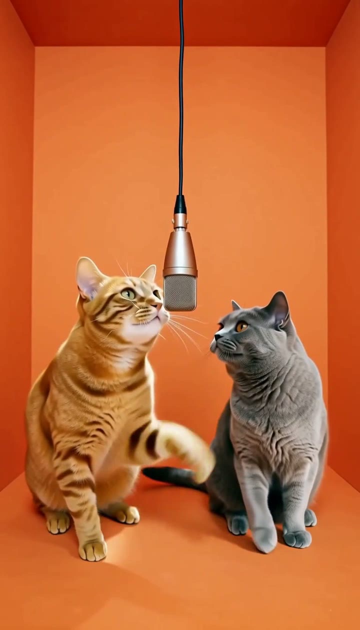 Deux chats au micro